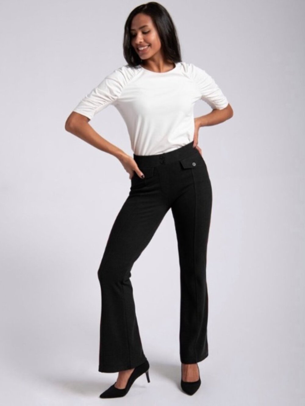 New Betabrand Black Corduroy Bootcut Dress Pant Yoga Pants Medium Petite